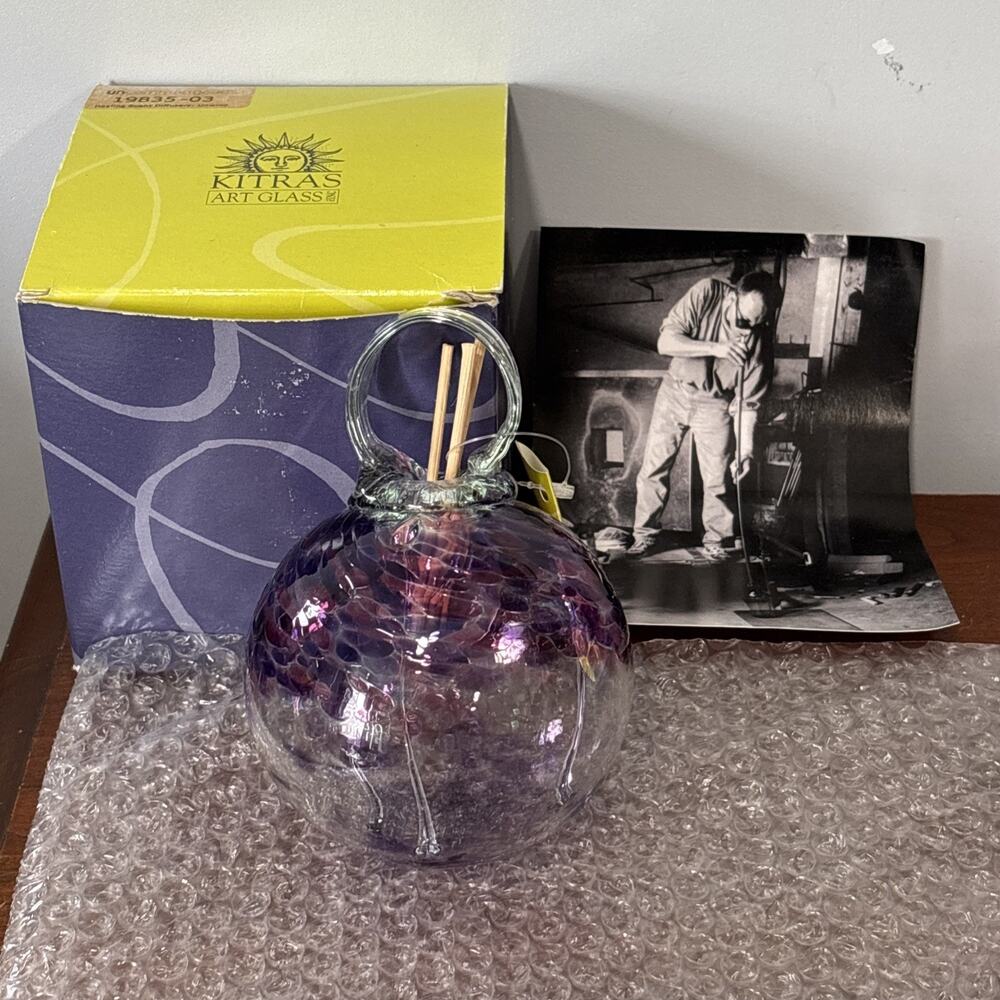 Kitras Art Glass Ball Healing Scent Diffuser Purple Pink Clear